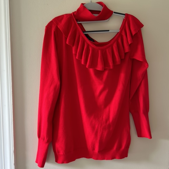 NWT Cyrus Red Ruffle Sweater - Picture 2 of 5